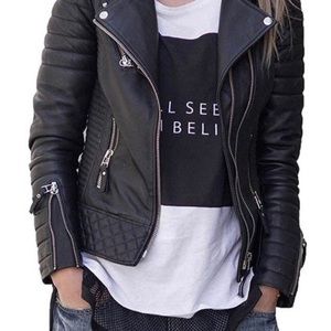 Womens Leather Jackets Motorcycle Bomber Biker Genuine Lambskin fits like M